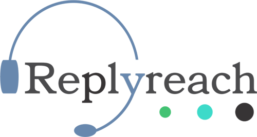 The official logo of ReplyReach, a sleek and colorful letter R emblem.
